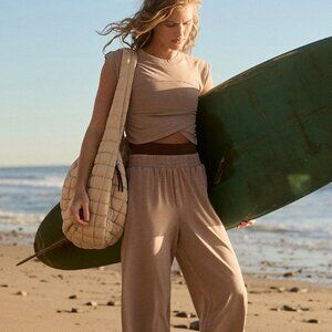 Free People Movement Hot Shot Crossover Top in Pumice Tan XS